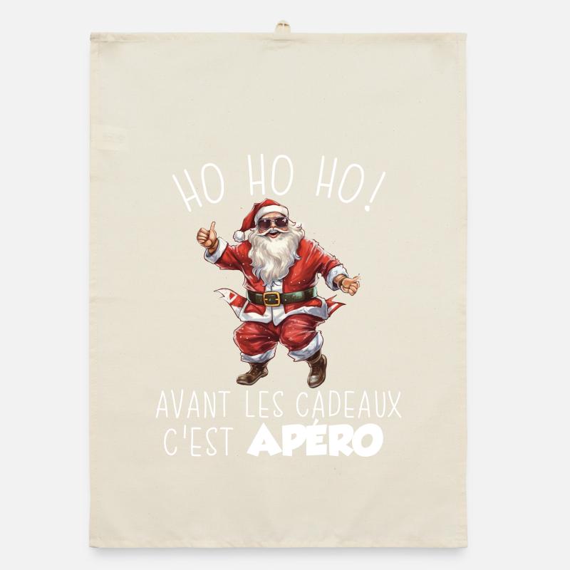 Hässlicher Pullover Weihnachtshumor Weihnachtsmann Aperitif Geschenk Organic Geschirrtuch