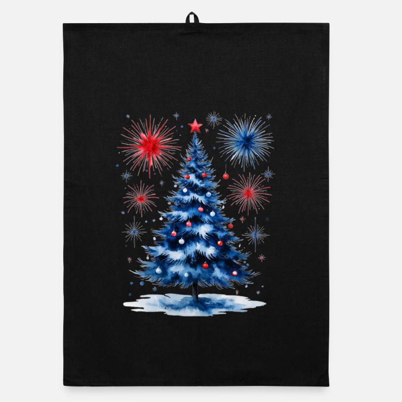 Feuerwerk Weihnachtsbaum Muster Organic Geschirrtuch