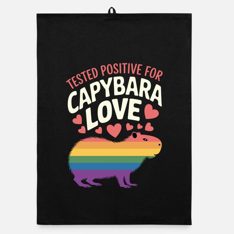 Capybara Regenbogen Liebe Design Organic Geschirrtuch