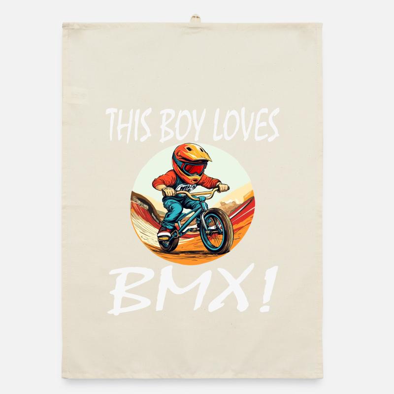 Boy loves BMX Organic dish towel