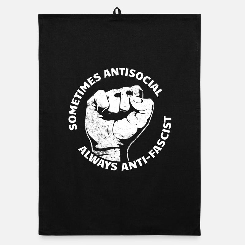 Parfois antisocial, toujours antifasciste - Torchon bio - noir