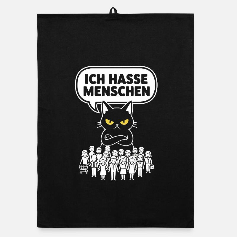 Ich Hasse Menschen Katze Lustig Sarkasmus Organic Geschirrtuch