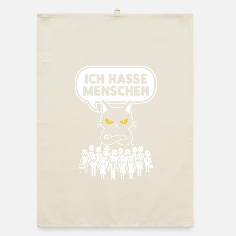 I Hate People Cat Funny Sarcasm Organic dish towel