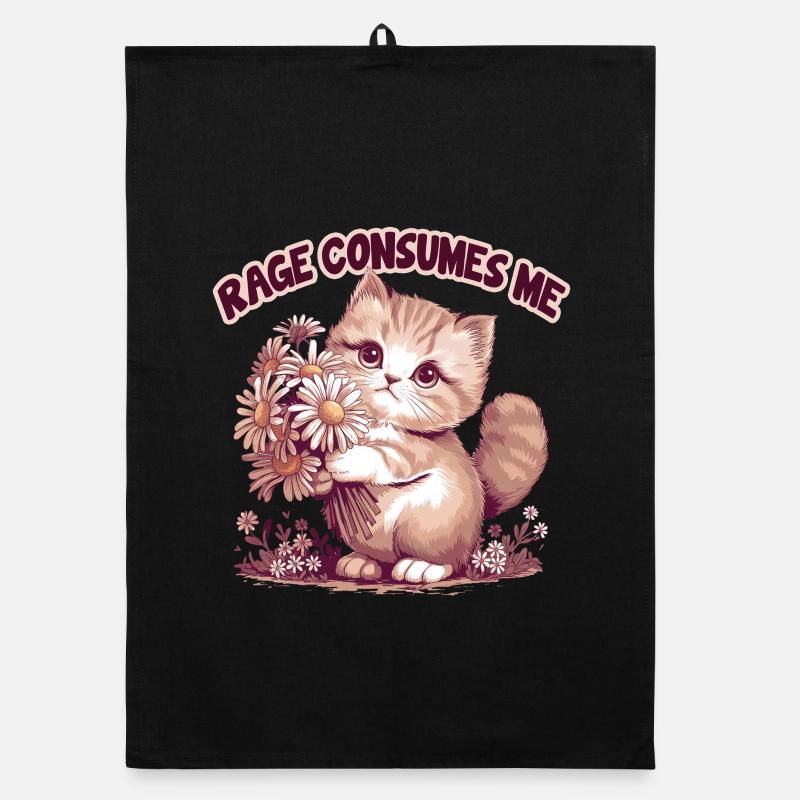 La rage me consume Drôle de fleur de chat Torchon bio