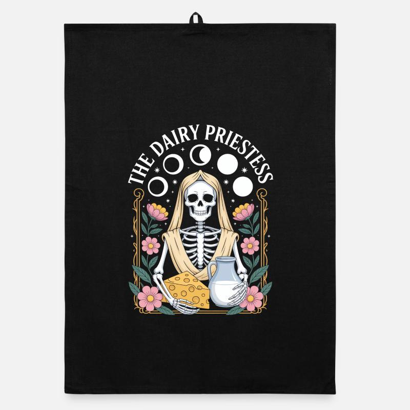 The Dairy Priestess Skeleton Cheese Milk Moon Phases Organic dish towel