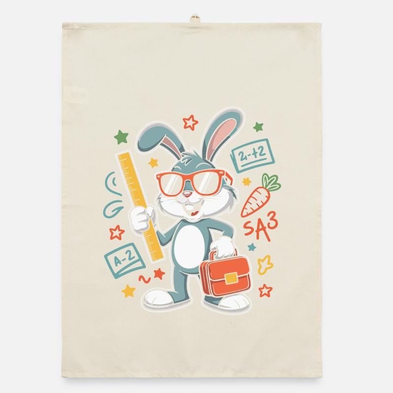 Math Bunny Glasses Suitcase Organic dish towel