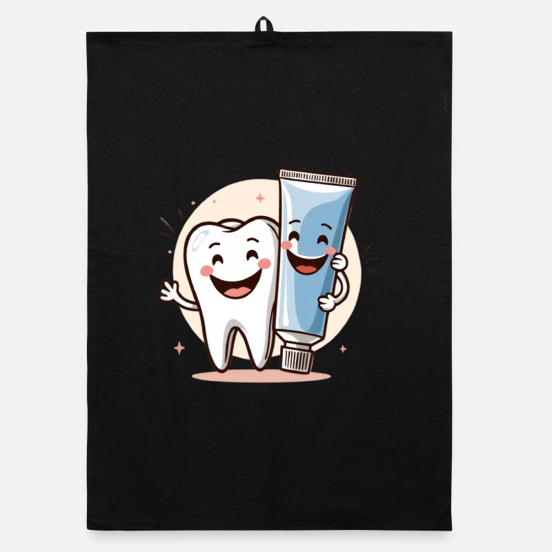 Smiling tooth with toothpaste Organic dish towel