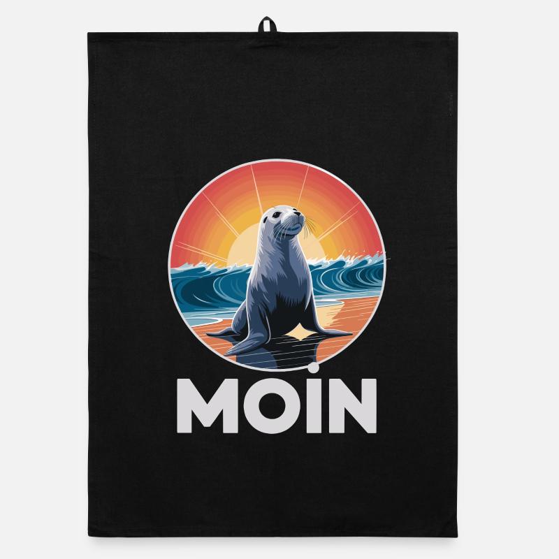 MOIN Seal North Sea Waves Sunset Organic dish towel