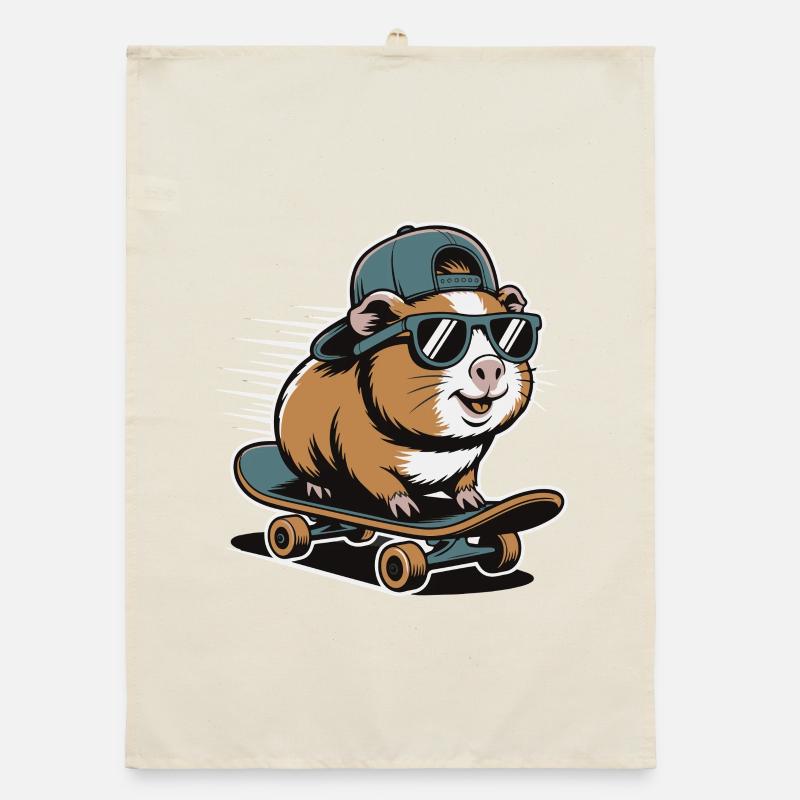 Hamster on skateboard Organic dish towel