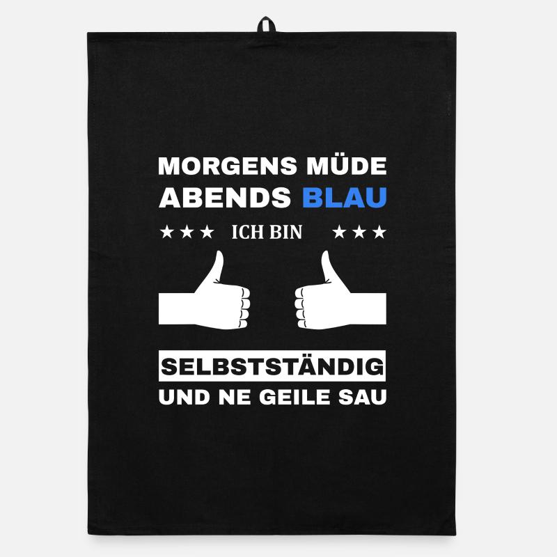 Morgens Müde Abends Blau Selbstständig Organic Geschirrtuch