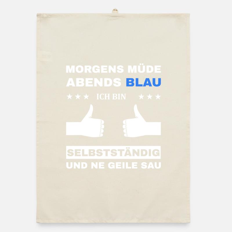 Morgens Müde Abends Blau Selbstständig Organic Geschirrtuch
