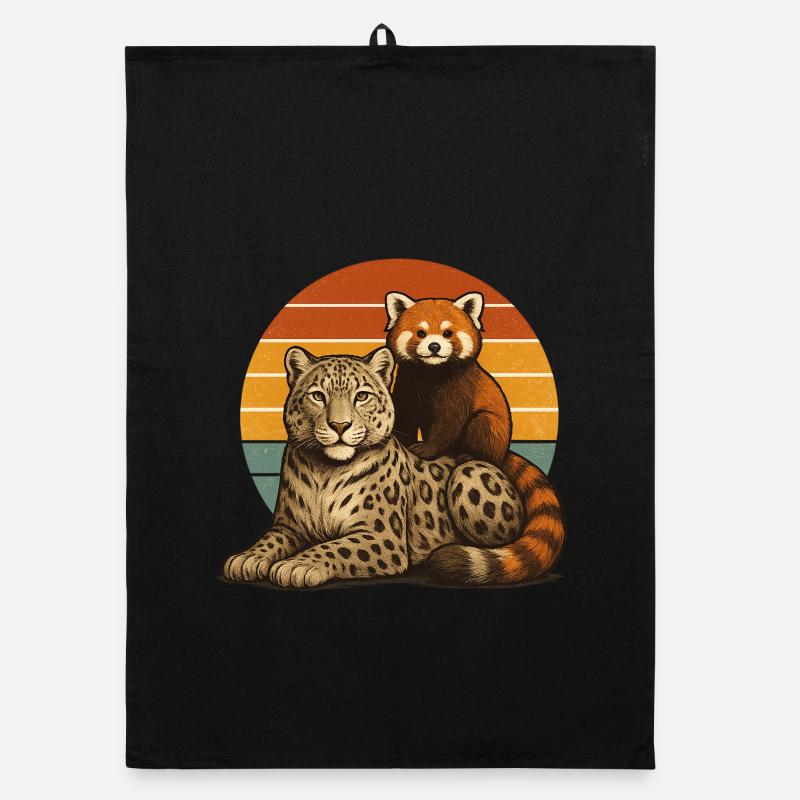 Snow Leopard Red Panda Organic dish towel