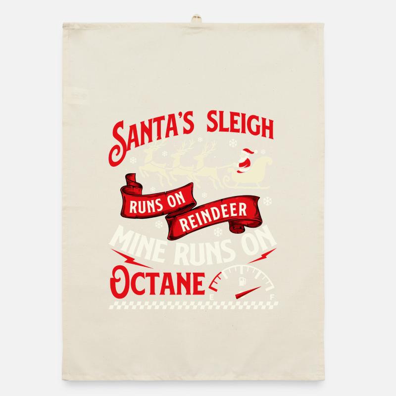Santa’s Sleigh Reindeer Mine Runs On Octane Funny Organic dish towel