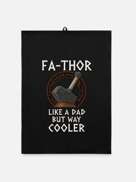 Fa-Thor Wikinger Vater Hammer Design - Organic Geschirrtuch - Schwarz