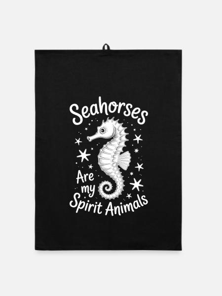Seahorse Saying Funny Seahorse Gift - Organic dish towel - black - Front
