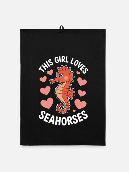 Seahorse Saying Funny Seahorse Gift - Organic dish towel - black - Front