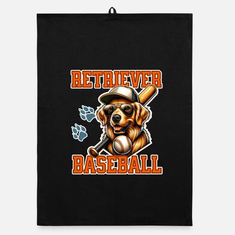 Golden Retriever Baseball Team Organic dish towel