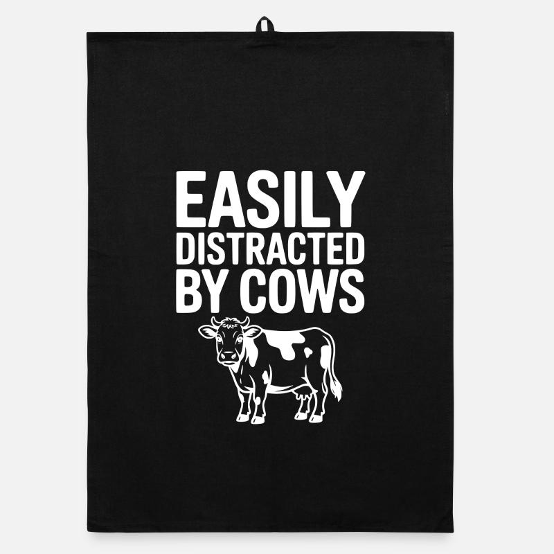 Facilement distrait par les vaches Torchon bio