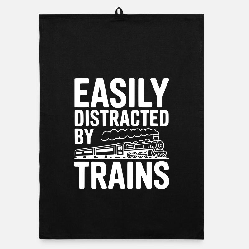 Easily Distracted by Trains Organic dish towel