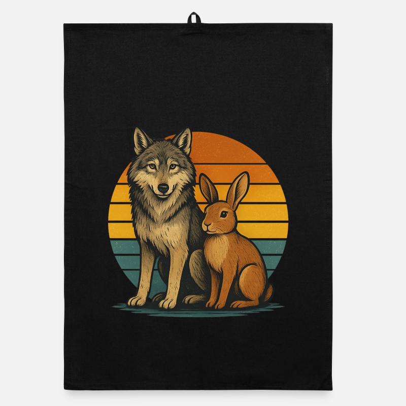 Wolf and Rabbit Retro Organic dish towel