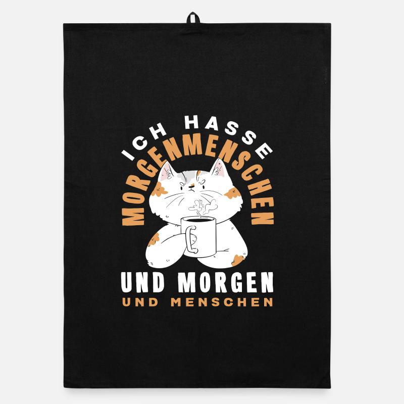 Ich hasse Morgenmenschen Kaffee Katze Organic Geschirrtuch