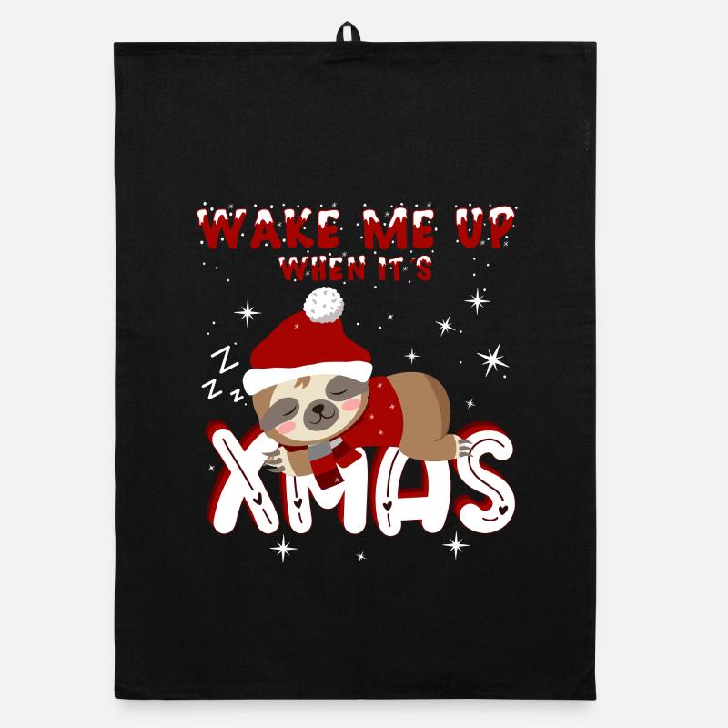 Sloth – Wake Me Up When It's Xmas Organic dish towel