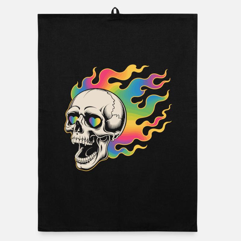 Crâne psychédélique dans un design de feu Torchon bio