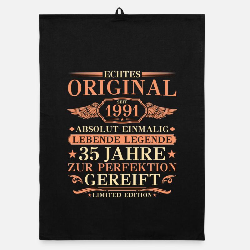 1991 Vintage Absolutely Unique 35th Birthday Organic dish towel