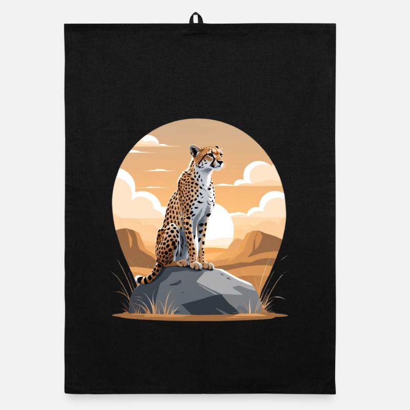 Cheetah in desert sunset Organic dish towel
