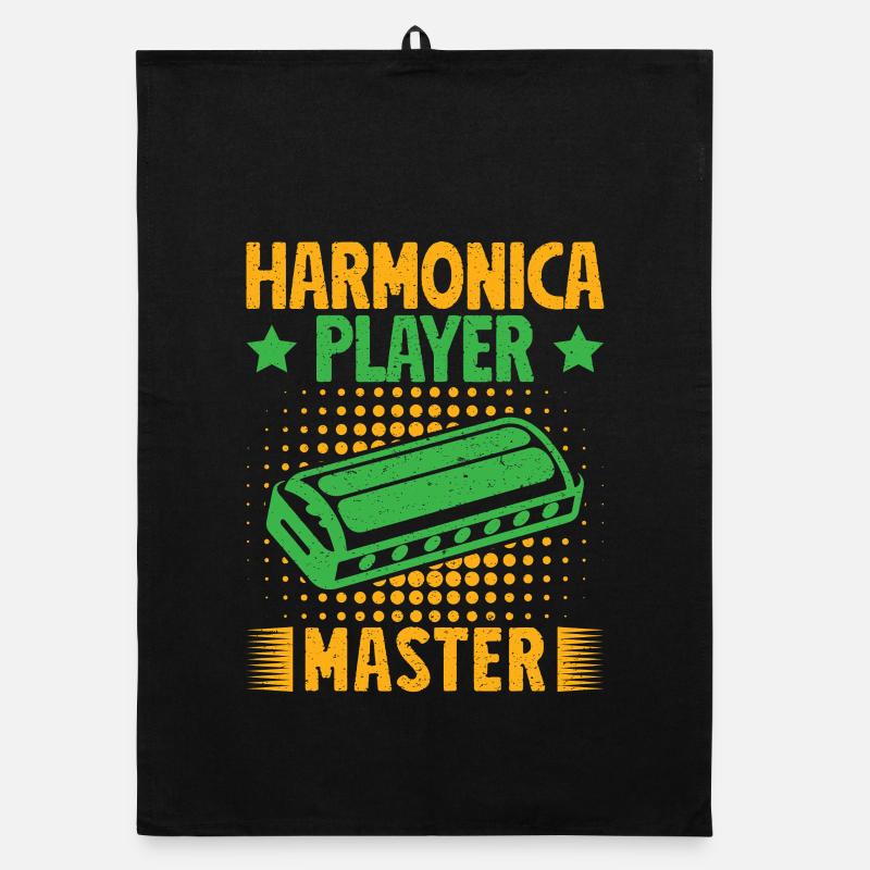 Funny Harmonica Player Master Harmonica Organic dish towel