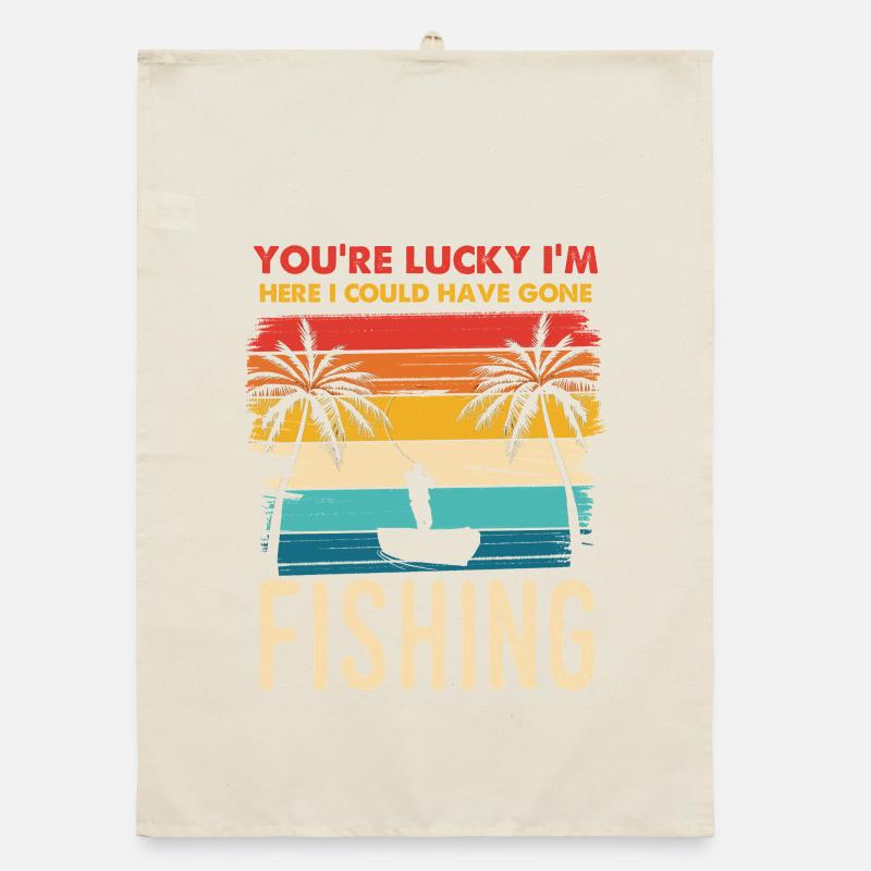 Fischerei Retro Sunset Silhouette Organic Geschirrtuch