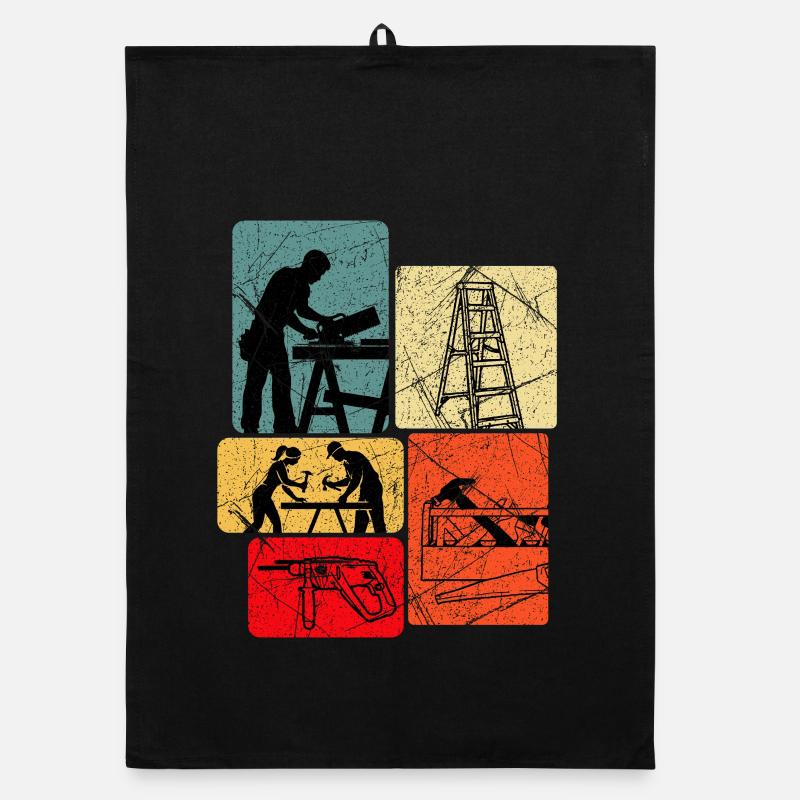 Workshop Collage Building Crafts Organic dish towel