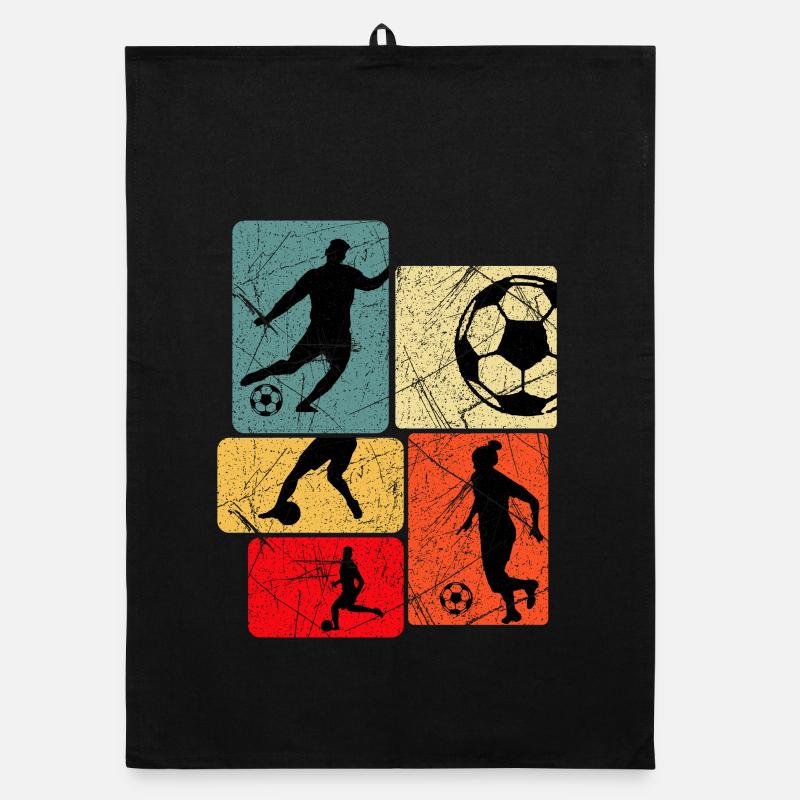 Retro Silhouette Football Pattern Organic dish towel