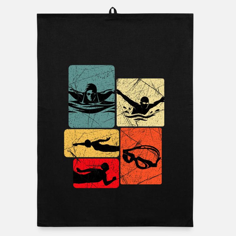 Vintage Float Silhouettes Pattern Organic dish towel