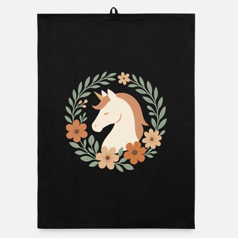 Boho Unicorn Flower Wreath, Gentle Dreams Organic dish towel