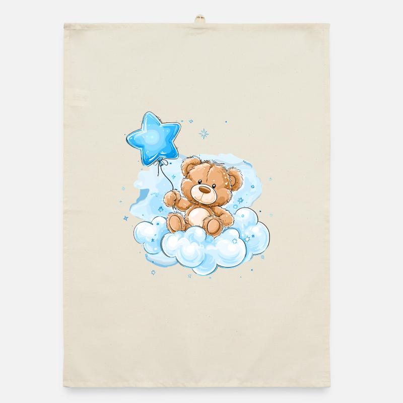 Teddy on Clouds Balloon Organic dish towel