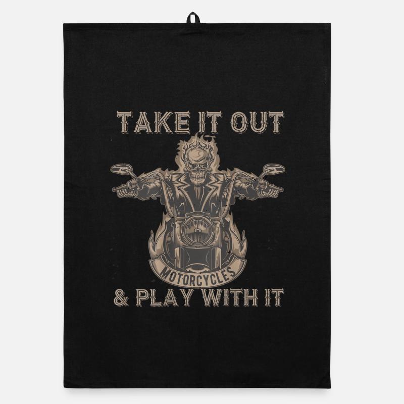Take It Out Motorcycles Skull Organic dish towel