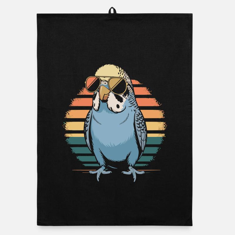 Retro parrot with sunglasses Organic dish towel
