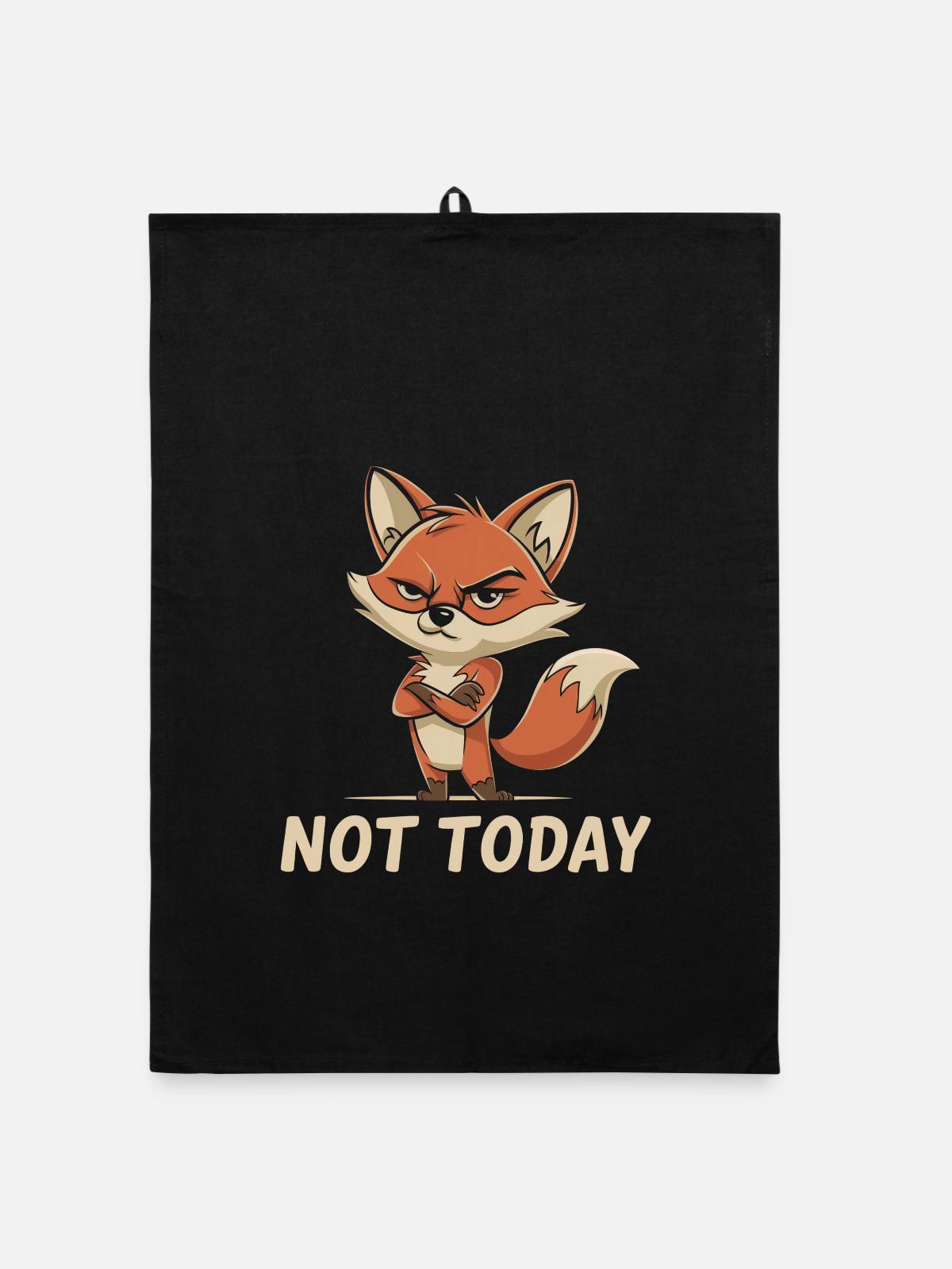 Fuchs Humor - Organic Geschirrtuch - Schwarz - Vorne