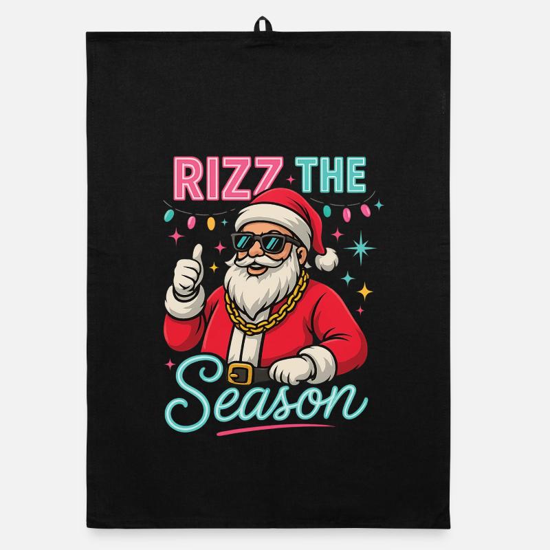 Rizz La Saison Père Noël Weihnachtsmann - Torchon bio - noir