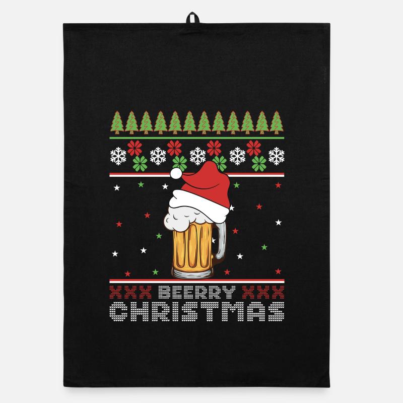 Merry Christmas Beer Ugly Sweater Gift Organic dish towel