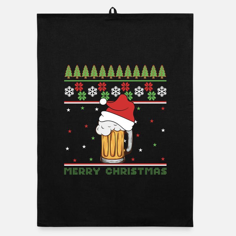 Joyeux Noël Pull Moche de Noël Bière Humour Drôle Torchon bio