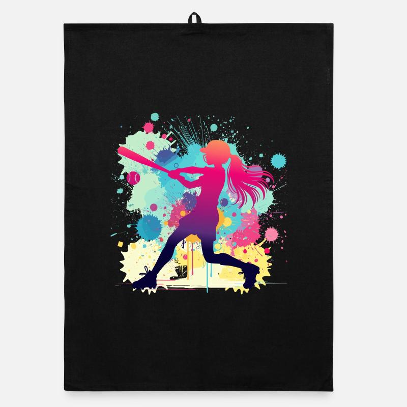 Joueuse de softball, softball, joueuse de softball Torchon bio