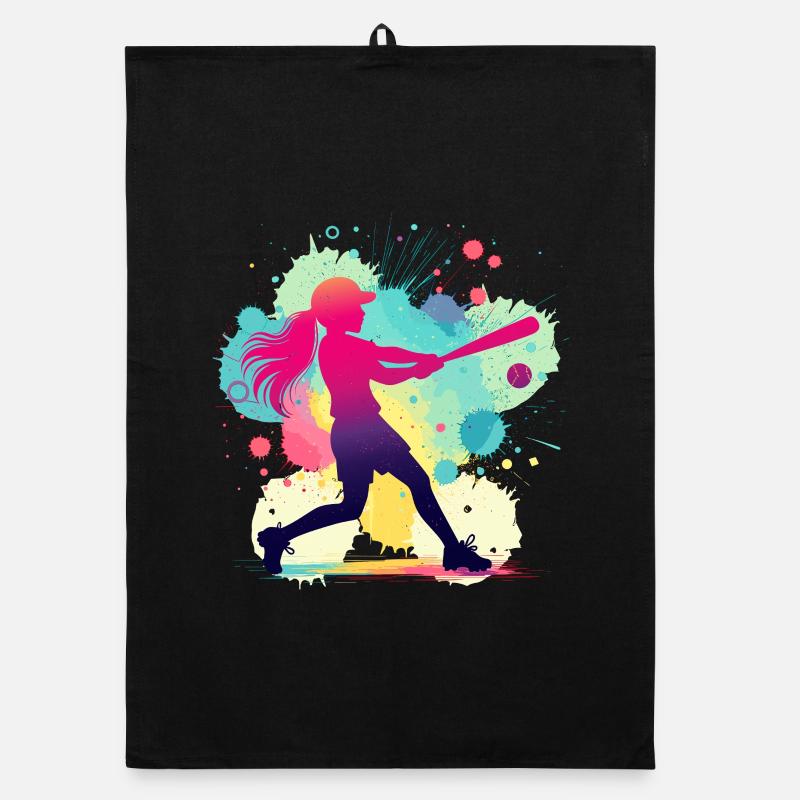 Joueuse de softball, softball, joueuse de softball Torchon bio