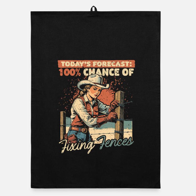 Ehefrau eines Bauern Mutter Fixing Fences Organic Geschirrtuch