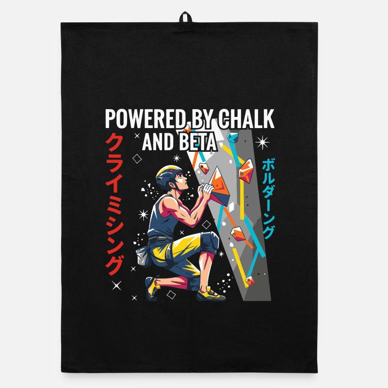 Powered By Chalk And Beta Climbing Design Organic dish towel