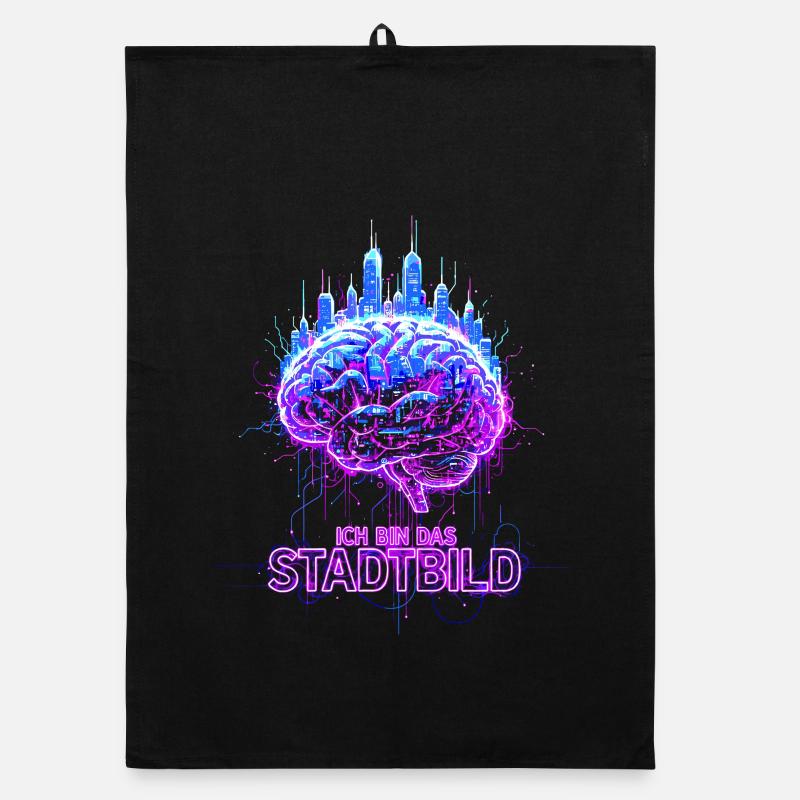 I Am The Cityscape - Neon Brain Organic dish towel