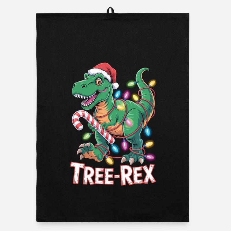 Tree-Rex Dinosaurier - T-Rex mit Lichterkette Organic Geschirrtuch