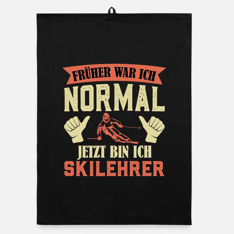 Skiing I USED TO BE NORMAL NOW I AM Organic dish towel