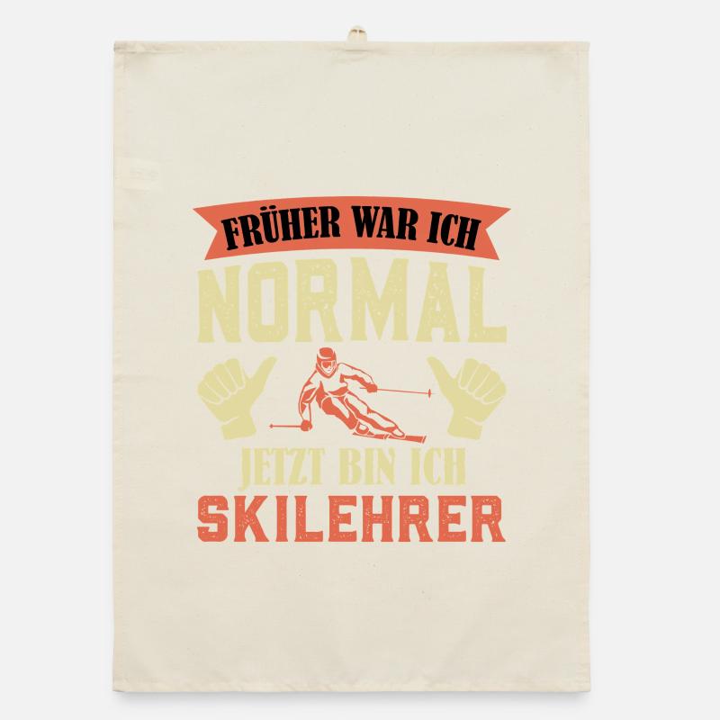 Skiing I USED TO BE NORMAL NOW I AM Organic dish towel